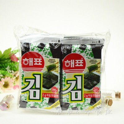 韩国进口零售品 海牌海飘芥末番茄烤海苔即食烤紫菜2g*8包/袋